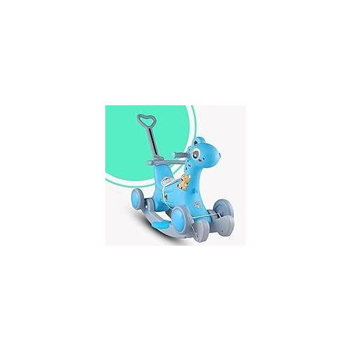 Customized Logo Foldable Plastic Backrest Adjustable Safety Rocking Baby Feeding High Chair For With Wheel - Multicolour