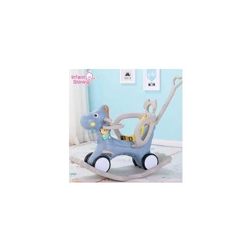 Customized Logo Foldable Plastic Backrest Adjustable Safety Rocking Baby Feeding High Chair For With Wheel - Multicolour