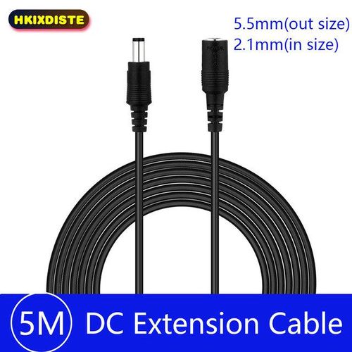 Dc12v Power Extension Cable 2.1*5.5mm Connector Male To Female For Cctv Security Camera Black Color 16.5feet 5m 10m Power Cable