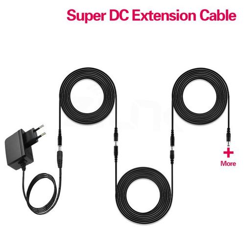 Dc12v Power Extension Cable 2.1*5.5mm Connector Male To Female For Cctv Security Camera Black Color 16.5feet 5m 10m Power Cable