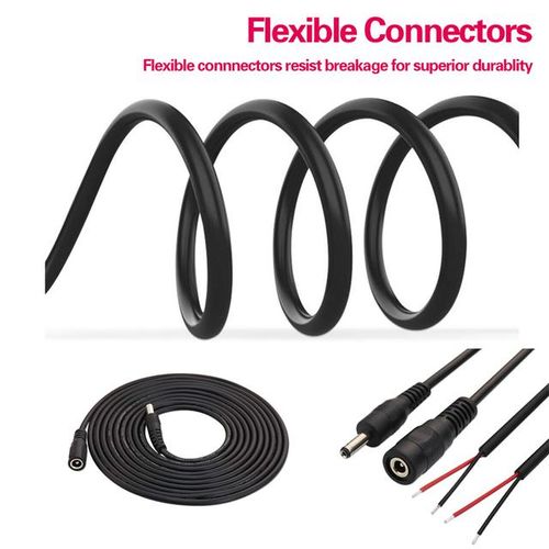 Dc12v Power Extension Cable 2.1*5.5mm Connector Male To Female For Cctv Security Camera Black Color 16.5feet 5m 10m Power Cable