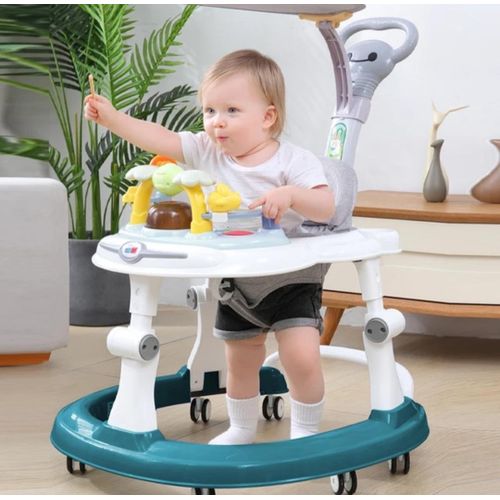 Baby Walker with Brake Folding, Anti-O-Leg Baby Walk - Green er,Anti-Rollover Walking, Height-Adjustable Baby Walkers,Maximum Load 20 Kg,for Girls Boys 6-18Months Toddler,Green