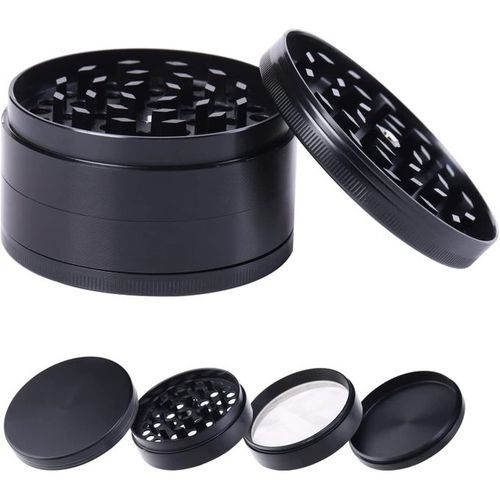 Mini Herbal Tobacco Grinder, 4 Layers - Black