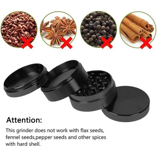 Mini Herbal Tobacco Grinder, 4 Layers - Black
