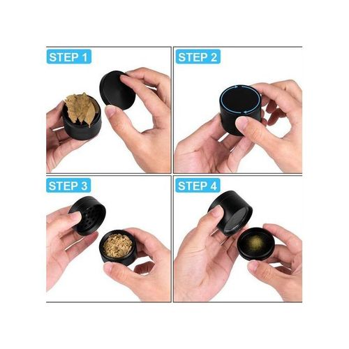 Mini Herbal Tobacco Grinder, 4 Layers - Black