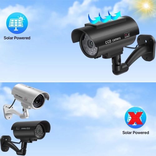 Solar Power Dummy Camera Security Waterproof Fake Camera Outdoor Indoor Bullet LED Red Light Monitor CCTV