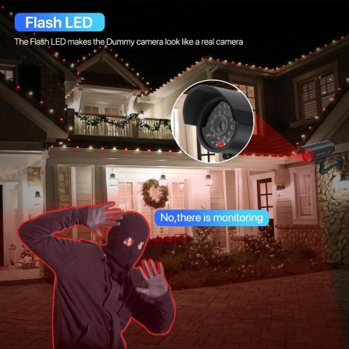 Solar Power Dummy Camera Security Waterproof Fake Camera Outdoor Indoor Bullet LED Red Light Monitor CCTV