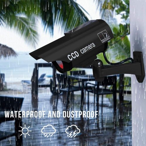 Solar Power Dummy Camera Security Waterproof Fake Camera Outdoor Indoor Bullet LED Red Light Monitor CCTV