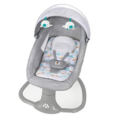 Baby Bouncer Baby Cradle Portable Swing Infant Motorized Adjustable Rocker with Bluetooth Music Speaker and 5 Swaying Gears Preset Lullabies and Smooth Remote Control - Grey