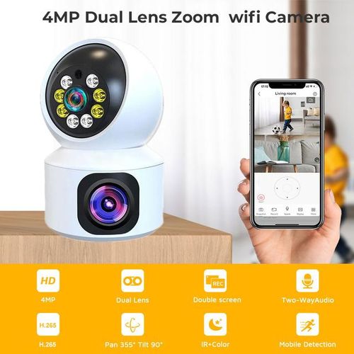 4mp V380 Pro Wifi Dual Lens Camera Color Night Vision Auto Tracking Wireless Surveillance Mini Camera
