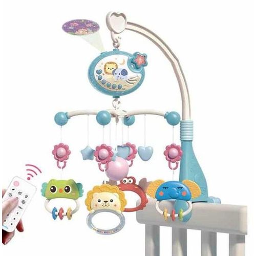 Remote Control Baby Music Crib Mobile Toys Electrical Rotating Bed Bell Baby Hanging Toys with Projection - Multicolor