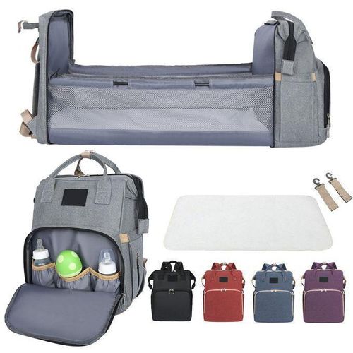 2 in 1 Diaper Bag Mom Backpack Multifunctional Baby Bed - Multicolours