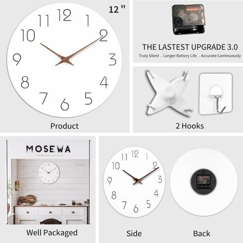 10-Inch Nordic Simple Solid Color Silent Decorative Clock - Black