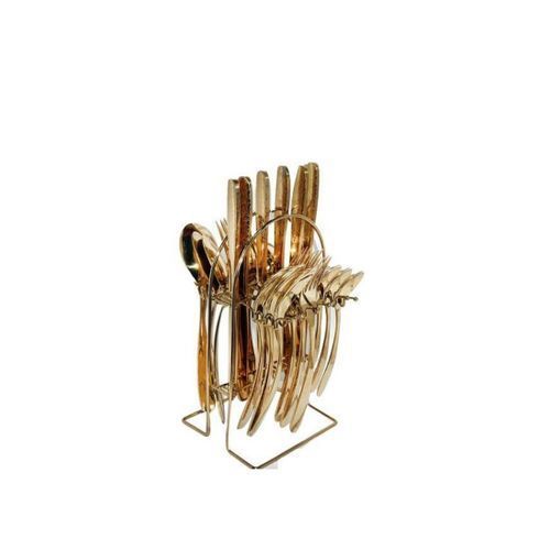 Cutlery Set-24 Pcs Of Tea Spoons,Table Spoon,Forks,Table knives and stand -Gold