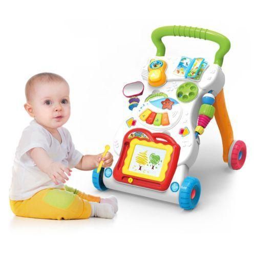 Baby Music Walker Troller With Drawing Wordpad Push Walker-Multicolour