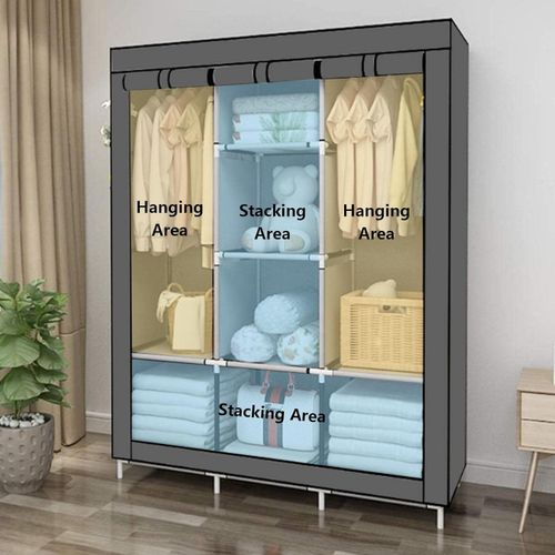 Portable Wardrobe Rack - Gray - 170*128*45cm
