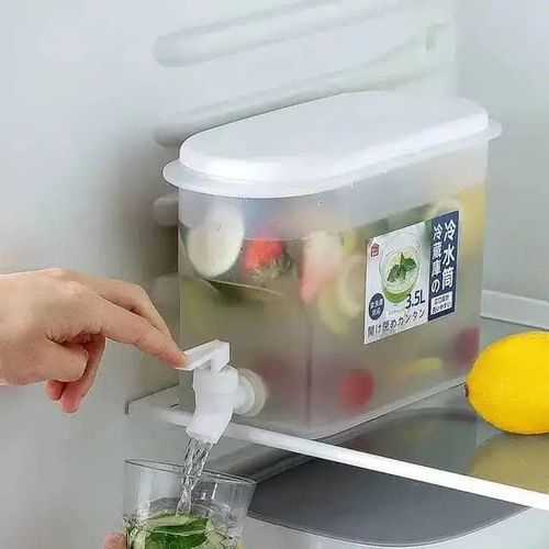 3.5 Litre Plastic  Water Milk Tea Fridge Beverage Container-White
