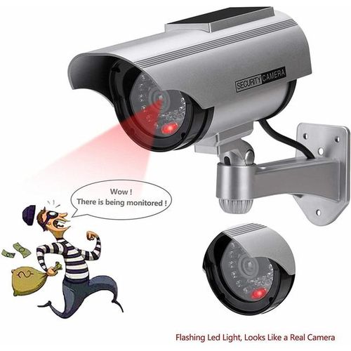Cctv Camera Solar Powered W/ Infared Ir Led Outdoor Video Surveillance Simulated Home Security Camera