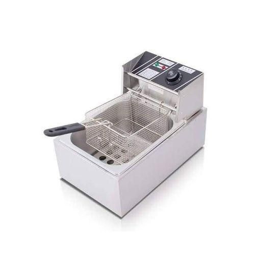 6 Liters Fast Frying Stainless Steel Deep Fryer With Chips Chicken Basket-Silver