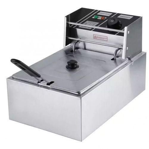 6 Liters Fast Frying Stainless Steel Deep Fryer With Chips Chicken Basket-Silver