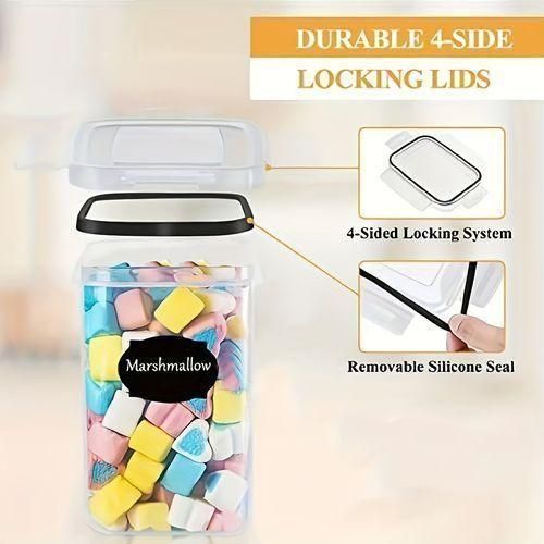 Airtight Food Storage Containers, 7 Pieces, With Labels And Marks