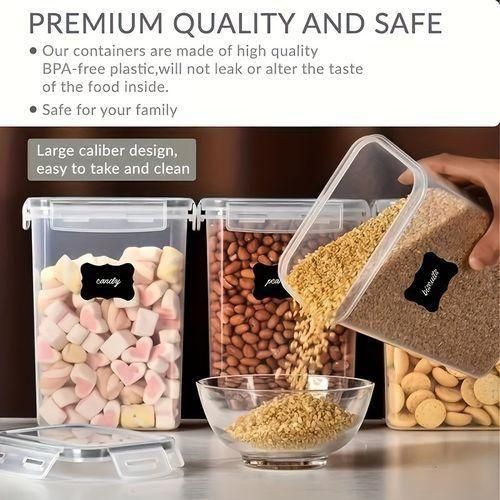 Airtight Food Storage Containers, 7 Pieces, With Labels And Marks