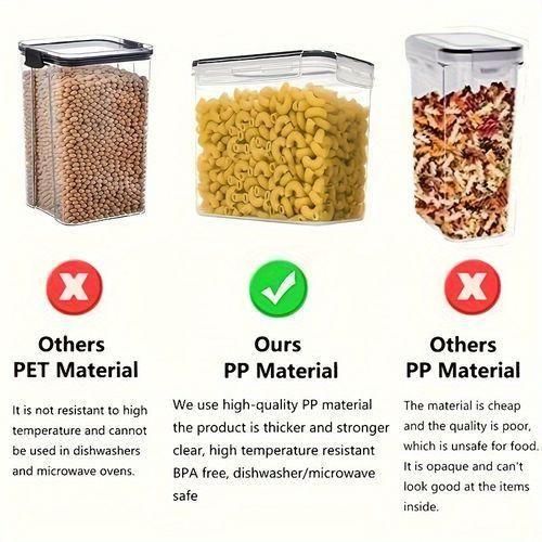 Airtight Food Storage Containers, 7 Pieces, With Labels And Marks