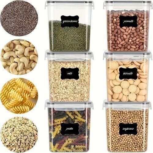 Airtight Food Storage Containers, 7 Pieces, With Labels And Marks