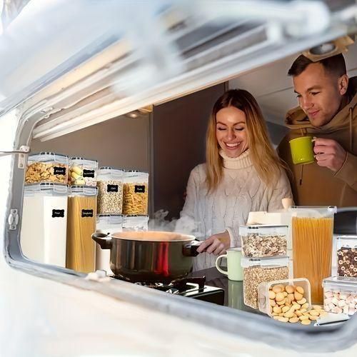 Airtight Food Storage Containers, 7 Pieces, With Labels And Marks