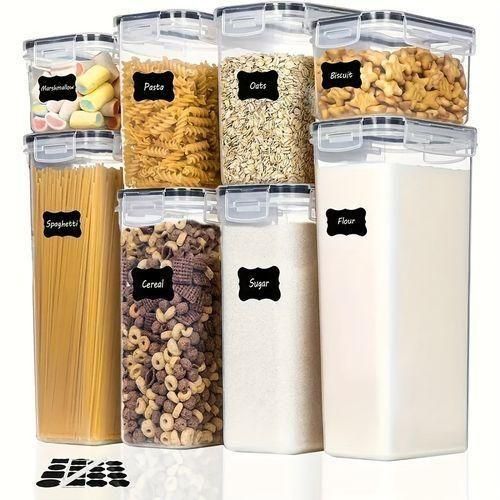 Airtight Food Storage Containers, 7 Pieces, With Labels And Marks