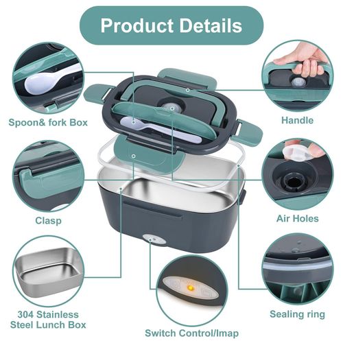 Stainless Steel Insulated Lunch Box, For Car,Outdoor,Travel-Dark Green