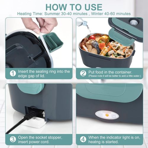 Stainless Steel Insulated Lunch Box, For Car,Outdoor,Travel-Dark Green