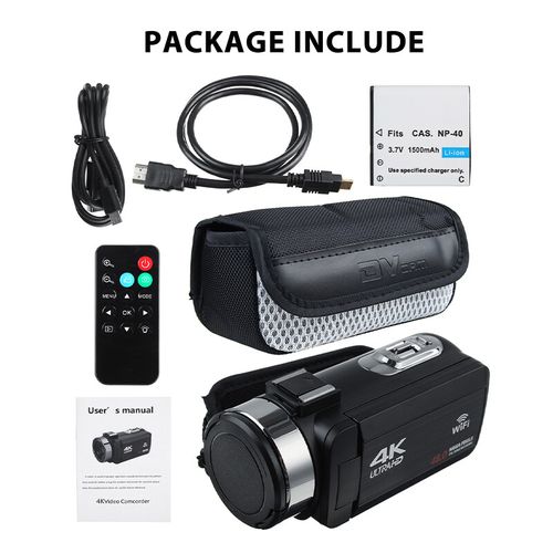 30MP 4K HD Camcorder WiFi 3.0 Inch Touch Screen 16X Powerful Digital Zoom Video Camera for YouTube Vlogging Optional with Microphone and Wide Angle Lens