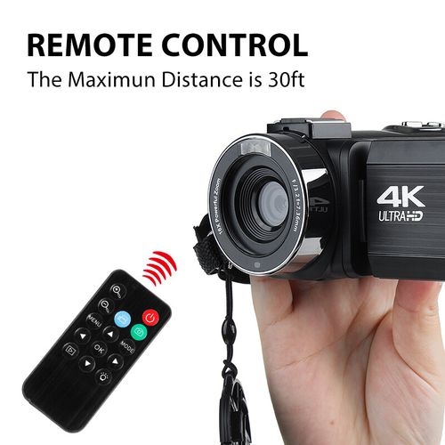 30MP 4K HD Camcorder WiFi 3.0 Inch Touch Screen 16X Powerful Digital Zoom Video Camera for YouTube Vlogging Optional with Microphone and Wide Angle Lens