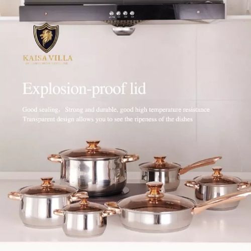 12 Pieces Heavy Stainless Steel Saucepans/Cookware Pots, Silver.