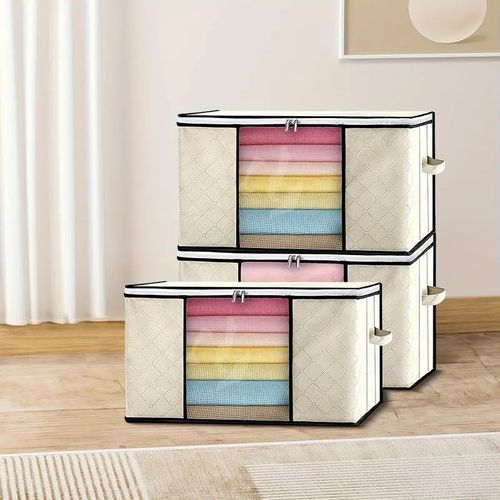 3-Pack Foldable Storage Bag With Zipper And Clear Window