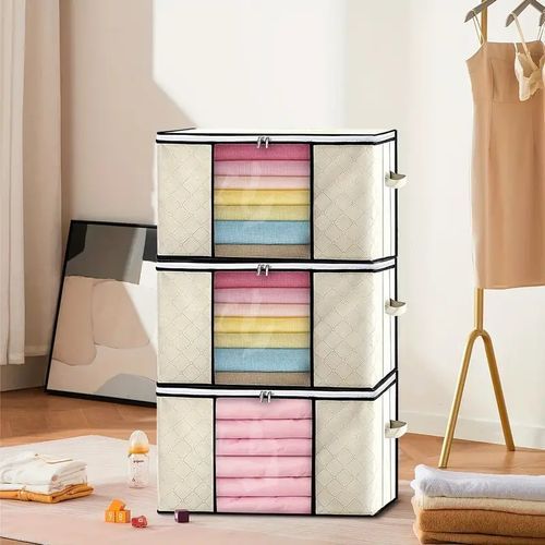 3-Pack Foldable Storage Bag With Zipper And Clear Window