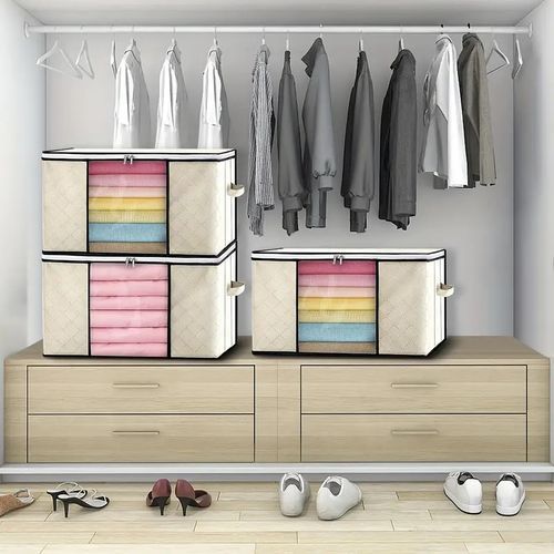 3-Pack Foldable Storage Bag With Zipper And Clear Window