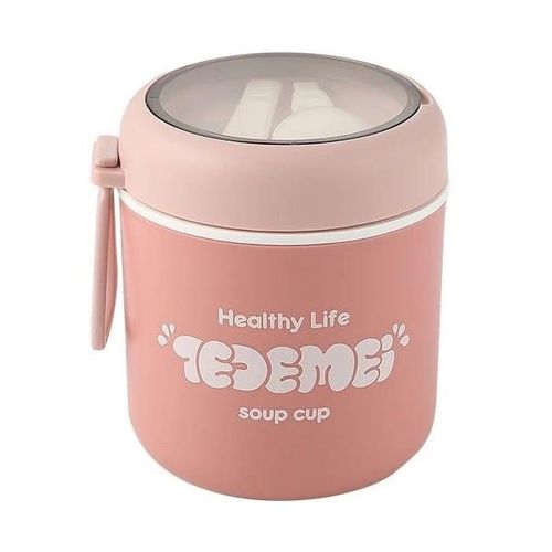 Other Thermal Soup Lunch Box Food Container With Spoon Stainless Steel Vacuum Cup Soup Cup Portable Insulated Breakfast Tableware Water Flask Stainless Steel Bottle Tumbler- Multicolor