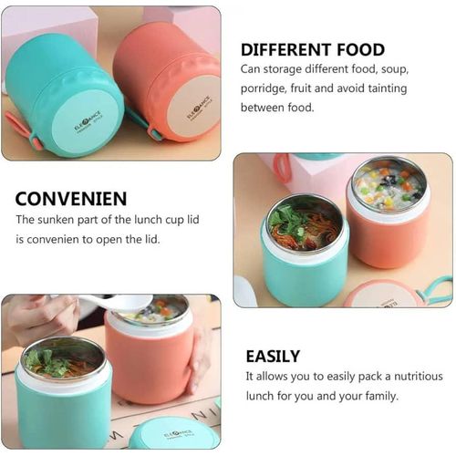 Other Thermal Soup Lunch Box Food Container With Spoon Stainless Steel Vacuum Cup Soup Cup Portable Insulated Breakfast Tableware Water Flask Stainless Steel Bottle Tumbler- Multicolor