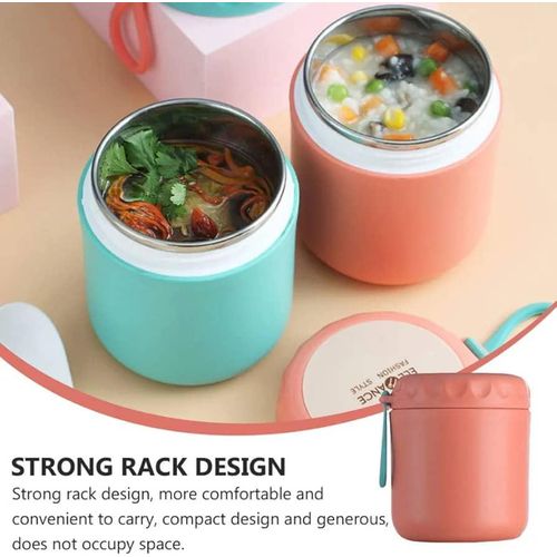 Other Thermal Soup Lunch Box Food Container With Spoon Stainless Steel Vacuum Cup Soup Cup Portable Insulated Breakfast Tableware Water Flask Stainless Steel Bottle Tumbler- Multicolor