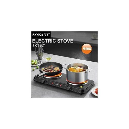 Double Solid Electric Hotplate - Black