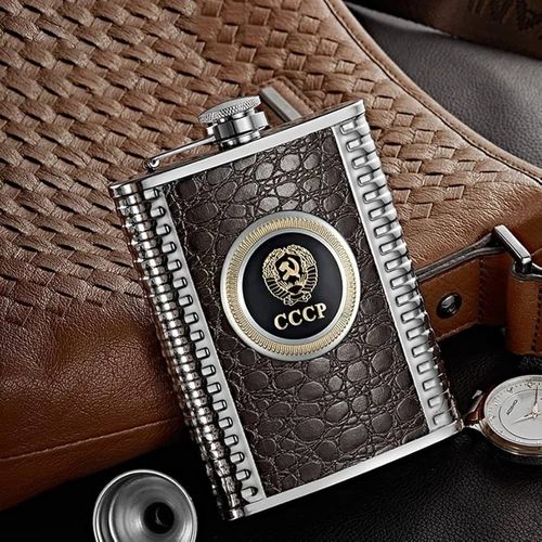 Other Stainless Steel With  Leather Whiskey Flask - Brown
