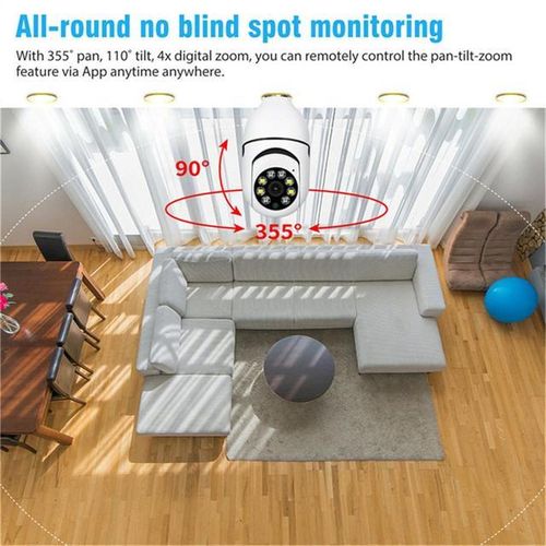 Bulb Security Camera 4x Digital Zoom Wifi Outdoor Indoor Bulb Camera Motion Detection Compatible For E27 Socket