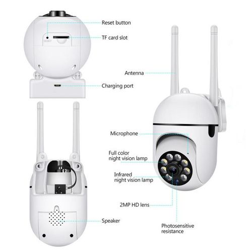 Ptz Wifi Ip Camera Audio Cctv Surveillance Outdoor 4x Digital Zoom Night Full Color Wireless Waterproof H.265 Audio Security