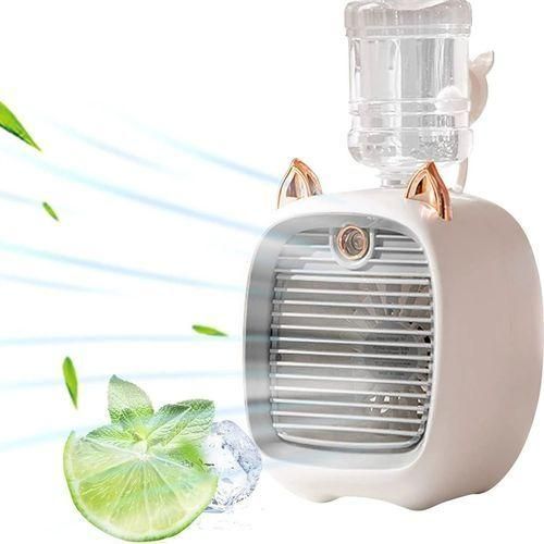 1200mAh 3-speed USB Type-C Rechargeable Mist Humidifier Fan - Gray&White