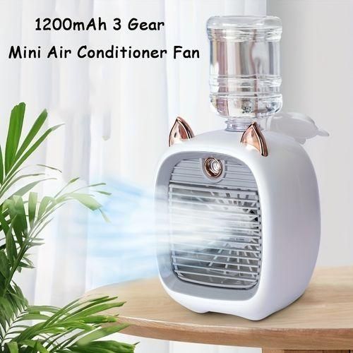 1200mAh 3-speed USB Type-C Rechargeable Mist Humidifier Fan - Gray&White