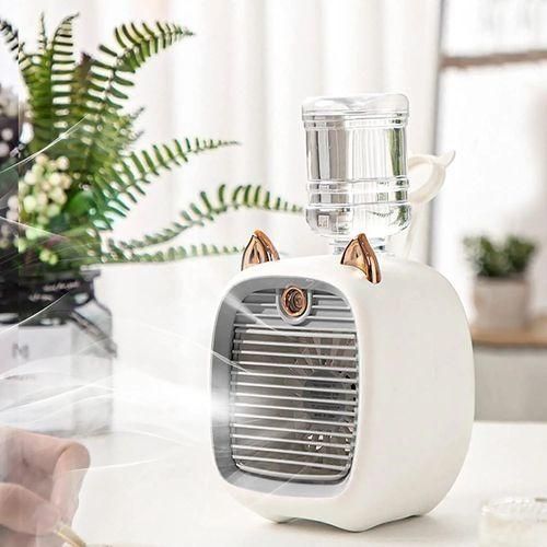 1200mAh 3-speed USB Type-C Rechargeable Mist Humidifier Fan - Gray&White