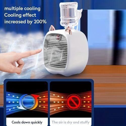 1200mAh 3-speed USB Type-C Rechargeable Mist Humidifier Fan - Gray&White