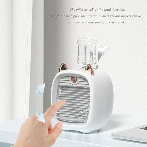 1200mAh 3-speed USB Type-C Rechargeable Mist Humidifier Fan - Gray&White